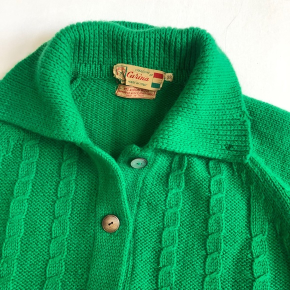 Vintage Green Cardigan Sweater - Picture 2 of 7